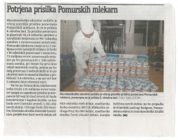 potrjena prisilka pomurskih mlekarn