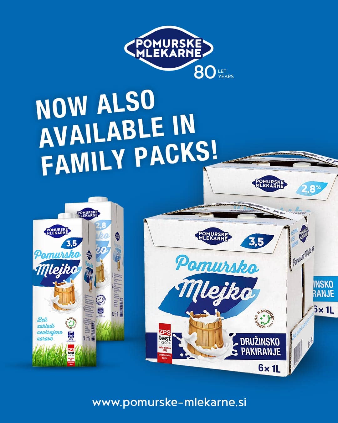 Milk Pomursko Mlejko in Family packs