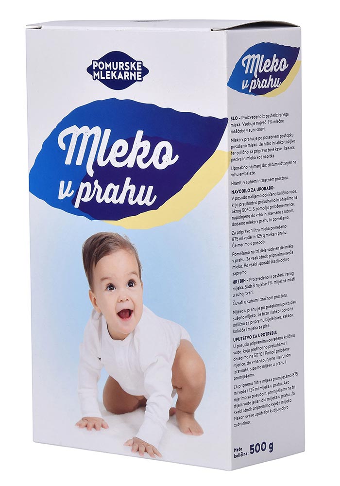 Mleko v prahu Pomurskih mlekarn v 500g pakiranju