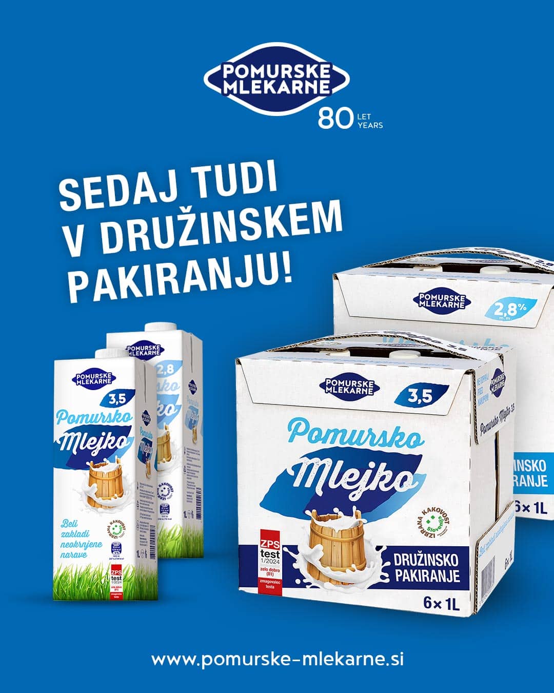 Milk Pomursko Mlejko in family packaging