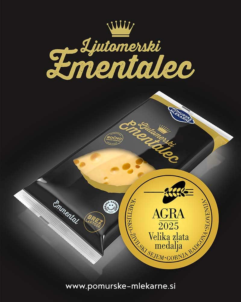Pomurske mlekarne - Ementalec: Velika zlata medalja na ocenjevanju Agra 2025